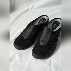 Cole Haan Nike Air Lara Slide On Leather Mules Black/Green Size 9